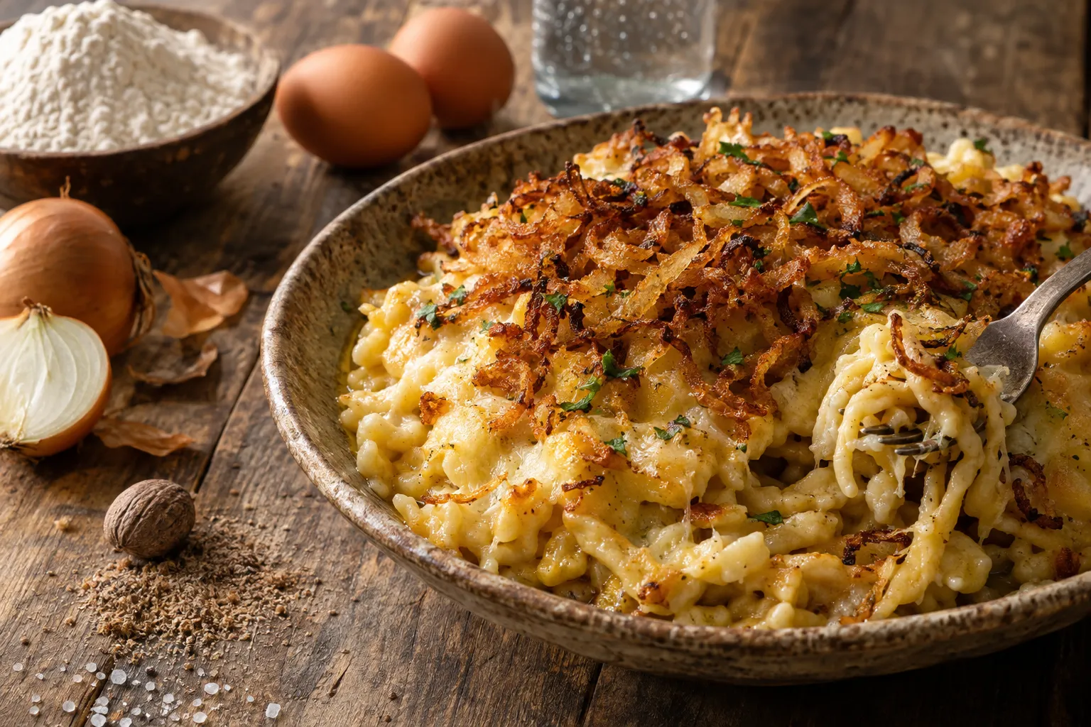 Käsespätzle mit Röstzwiebeln