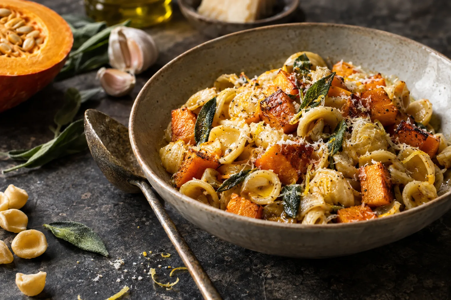 Kürbis-Pasta mit Salbeibutter