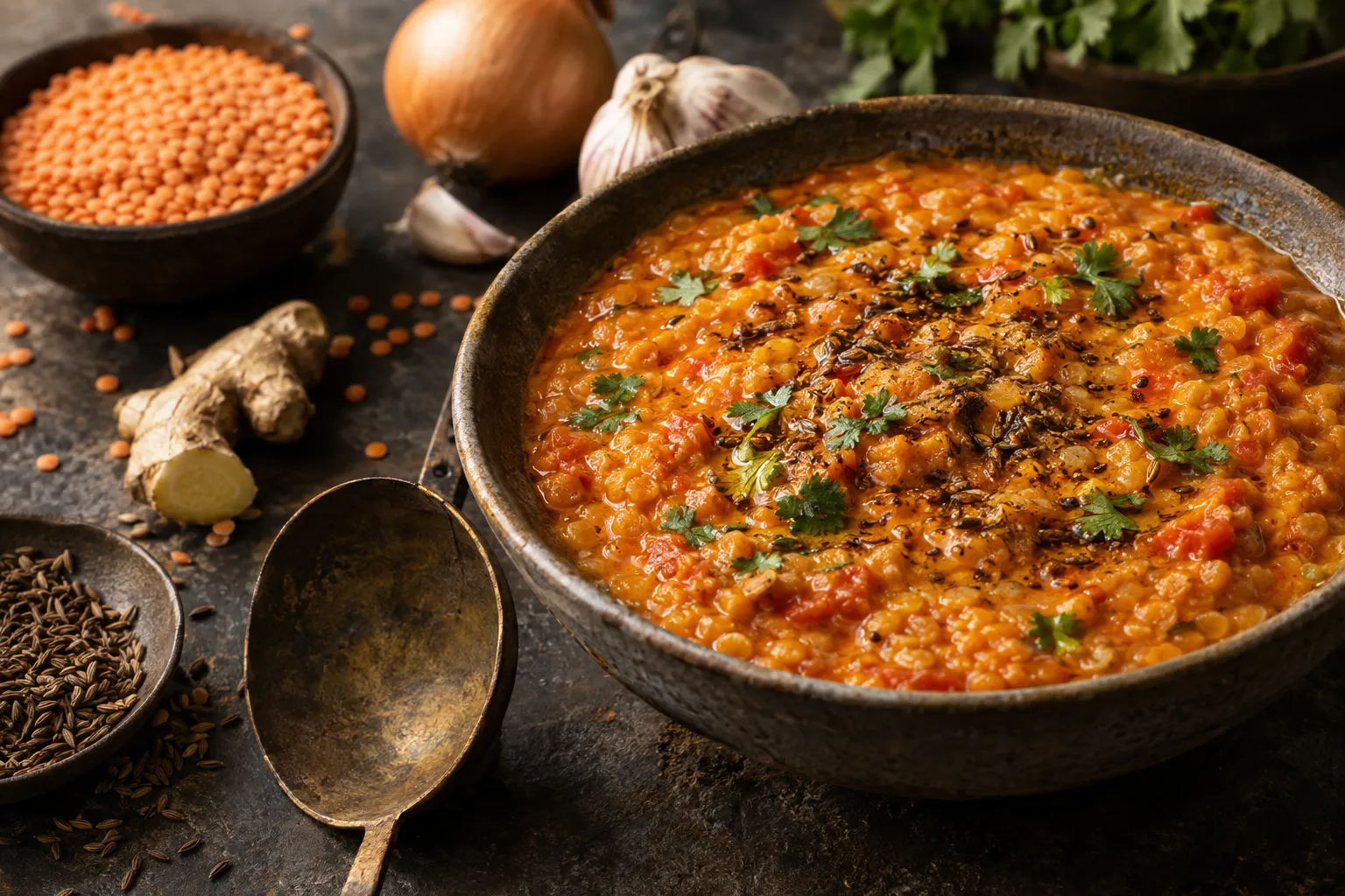 Rotes Linsen-Dal mit Kokosmilch