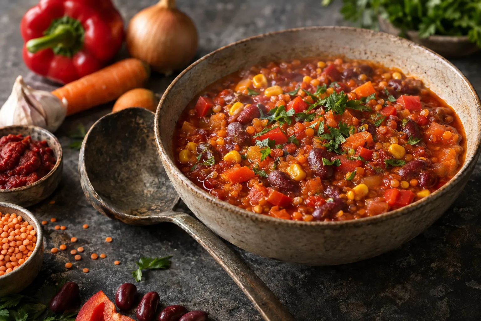 Schnelles veganes Chili sin Carne